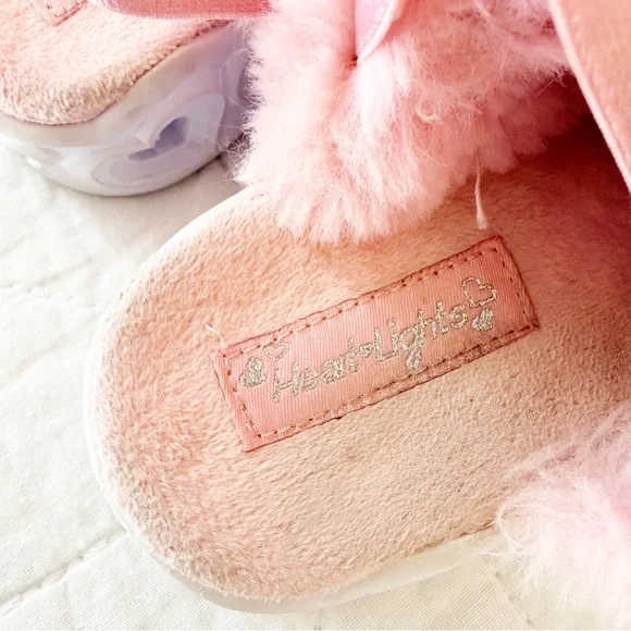 8 Toddlers Skechers Kids Pink Furry Unicorn Light Up Shoes - Picture 6 of 9